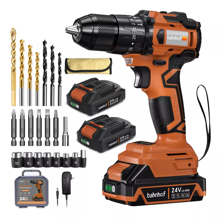 Cordless hammer drill with 2 batteries best sale